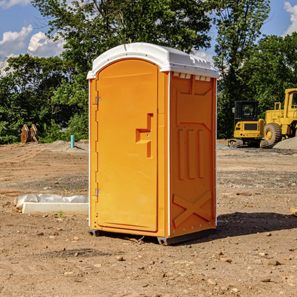 how often are the portable restrooms cleaned and serviced during a rental period in Ramer